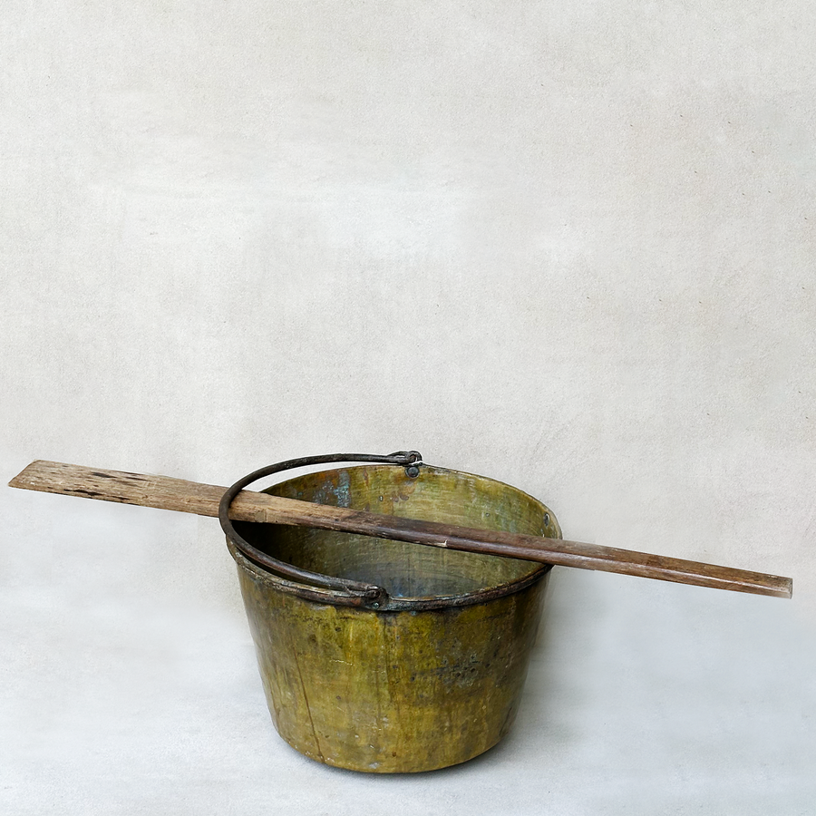 Vintage Apple Butter Kettle with Wood Paddle