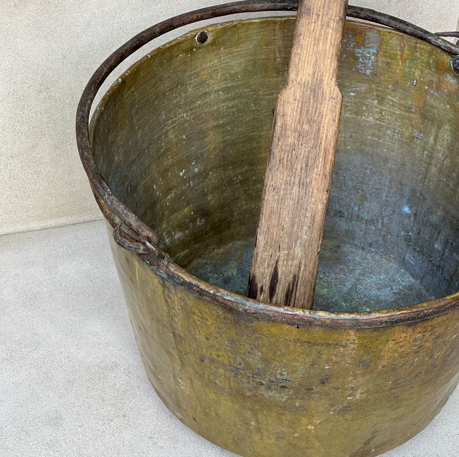 Vintage Apple Butter Kettle with Wood Paddle