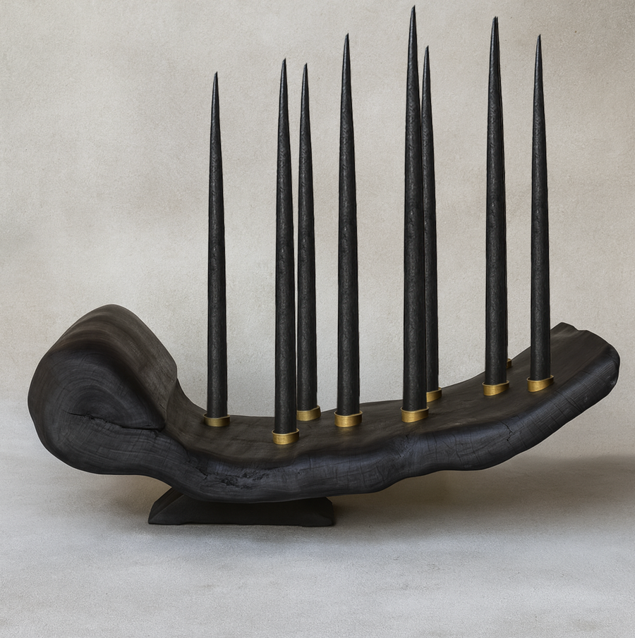 CN Charred Wood Candleeabra