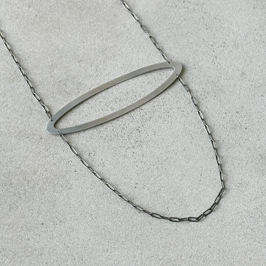 Silver Oval Necklace