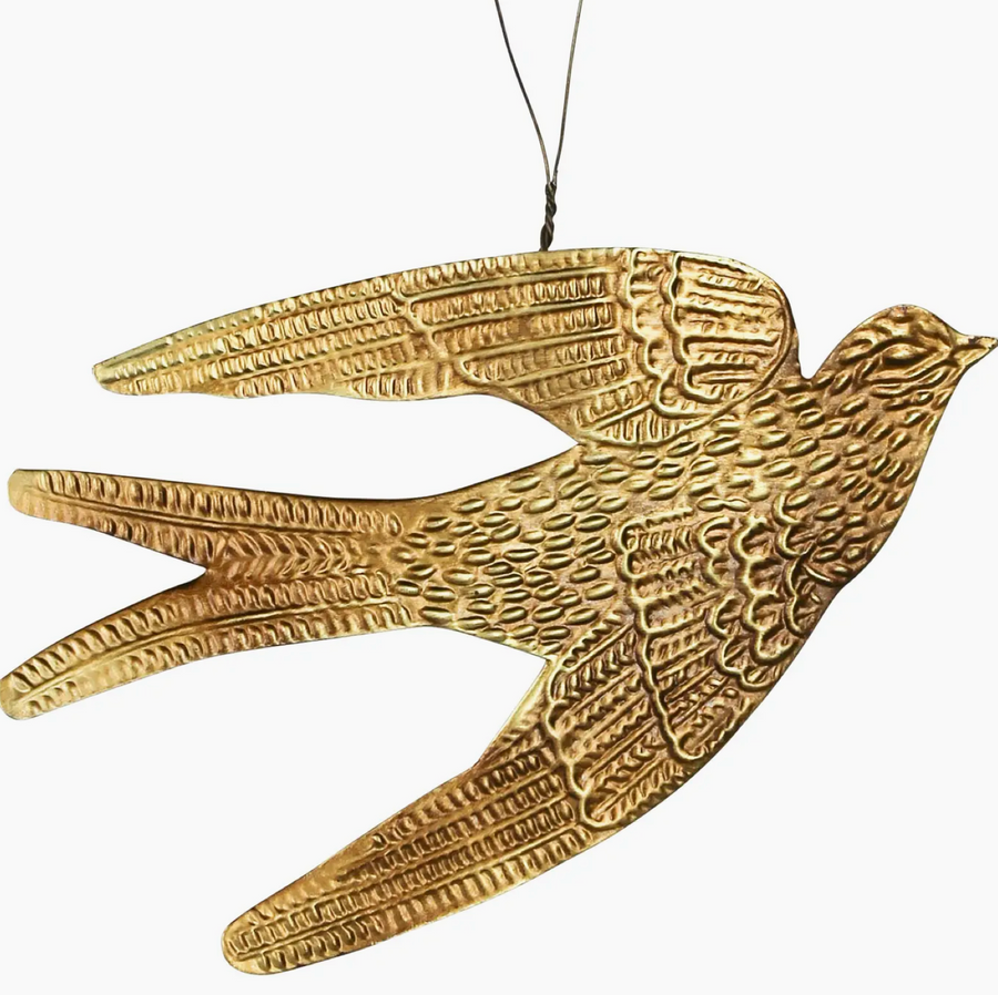 Bird Ornament, Gold Antique