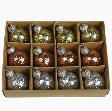 Tiny Glitter Ornaments / Set 12