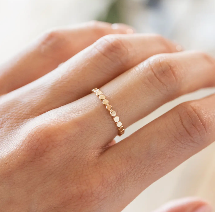 Coin Hammered Disc Ring / Gold Filled