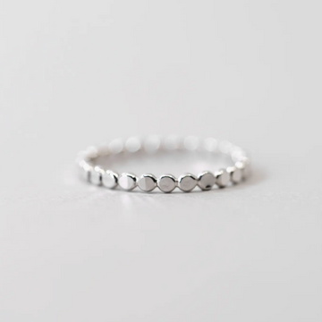 Coin Hammered Disc Ring / Sterling Silver