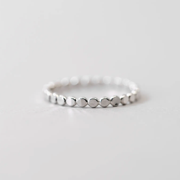 Coin Hammered Disc Ring / Sterling Silver