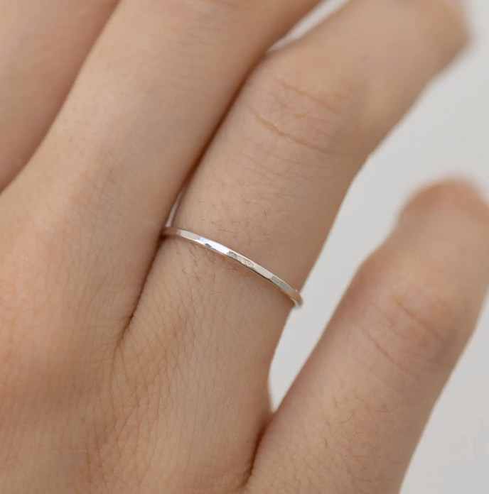 Hammered Stacking Ring in Sterling Silver
