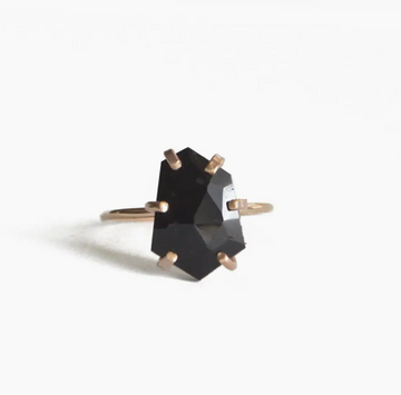 Rose Cut Onyx Ring in Gold Filled