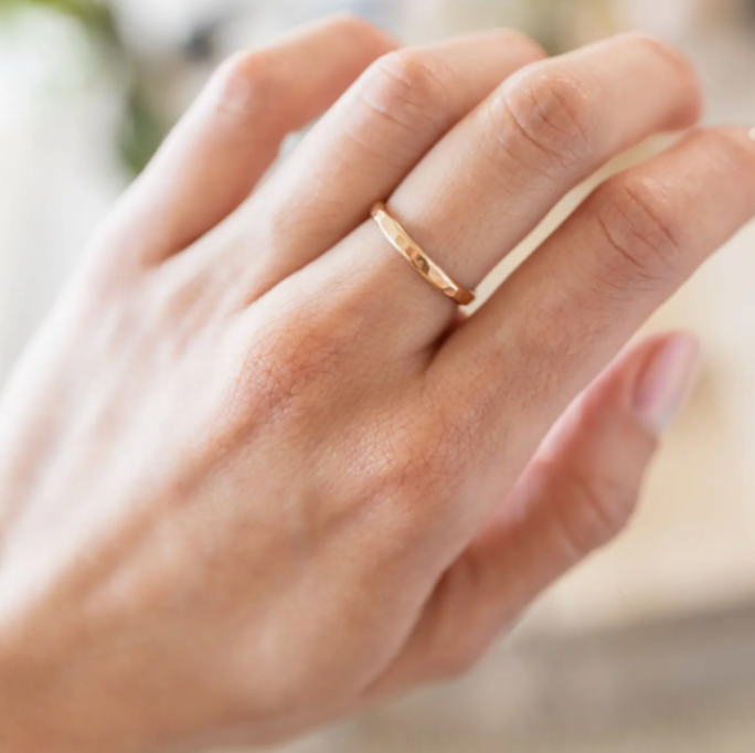 Thick Hammered Stacking Ring in Gold Filled