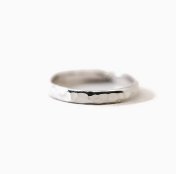 Thick Hammered Ring in Sterling Silver