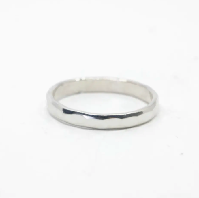 Thick Hammered Ring in Sterling Silver