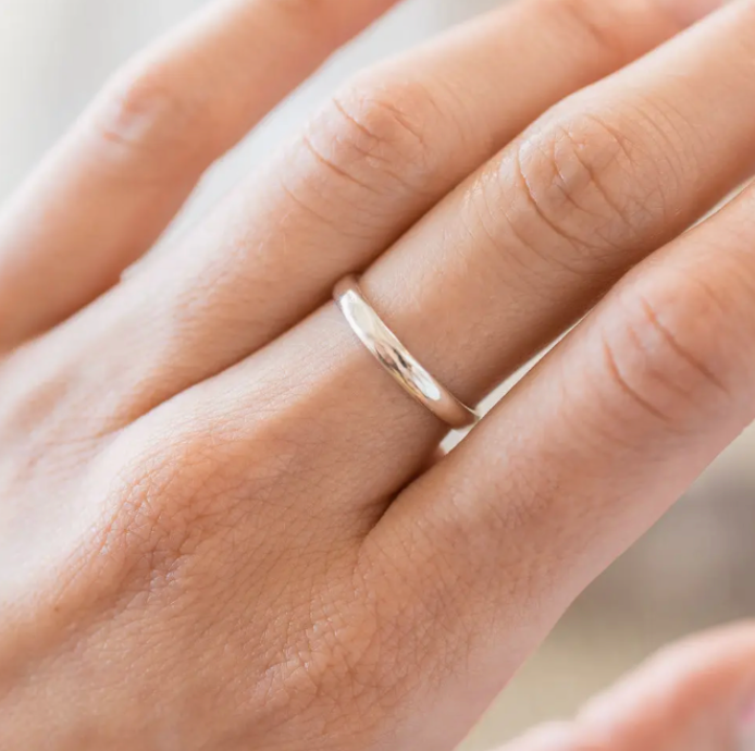 Thick Half Round Ring in Silver
