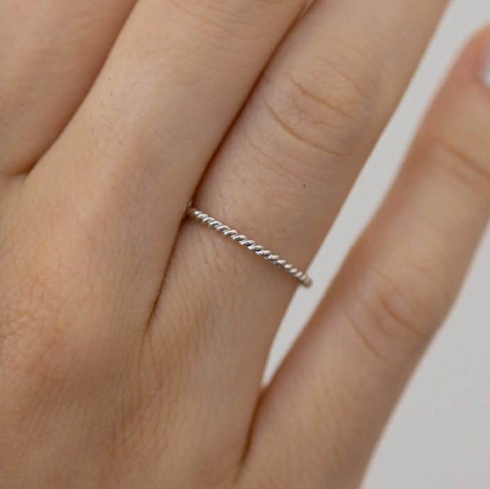 Twist Stacking Ring in Silver