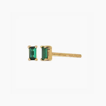 Dara Emerald Cz Baguette Stud Earrings in Gold