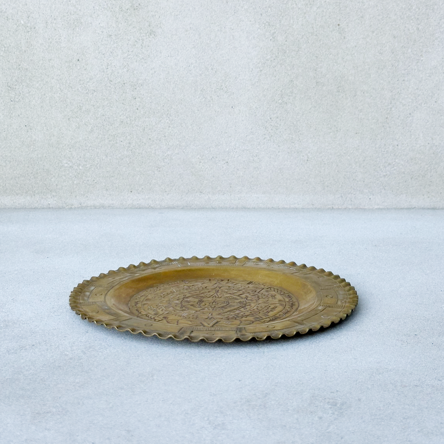 Vintage Aztec Round Brass Tray