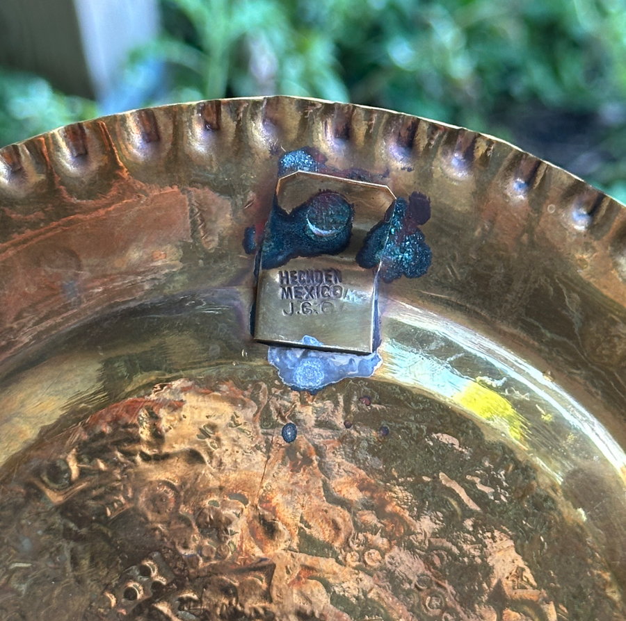 Vintage Aztec Round Brass Tray