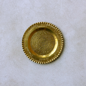 Vintage Aztec Round Brass Tray
