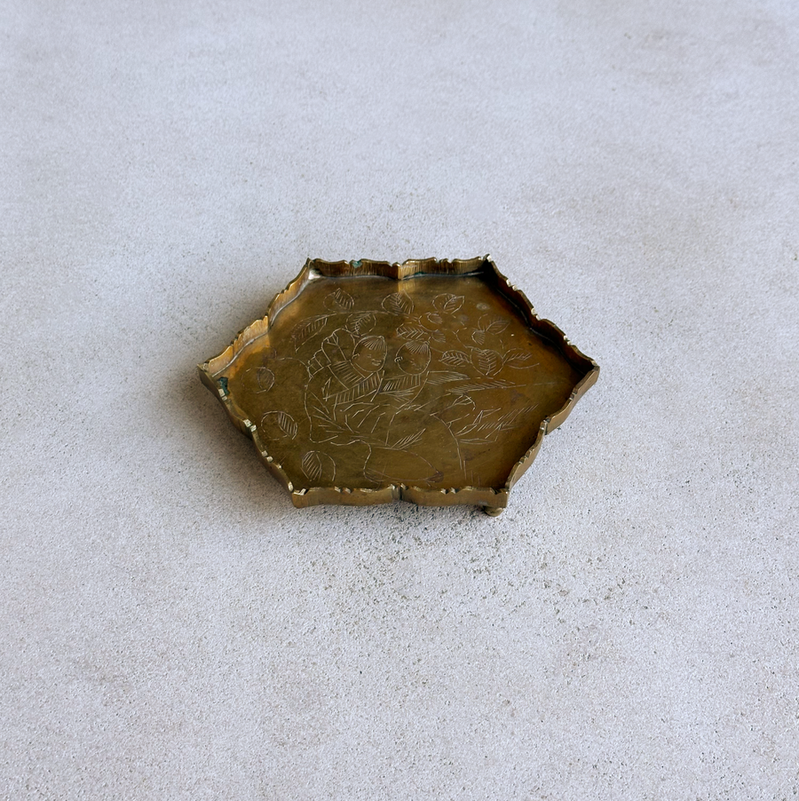 Vintage Hexagon Brass Tray