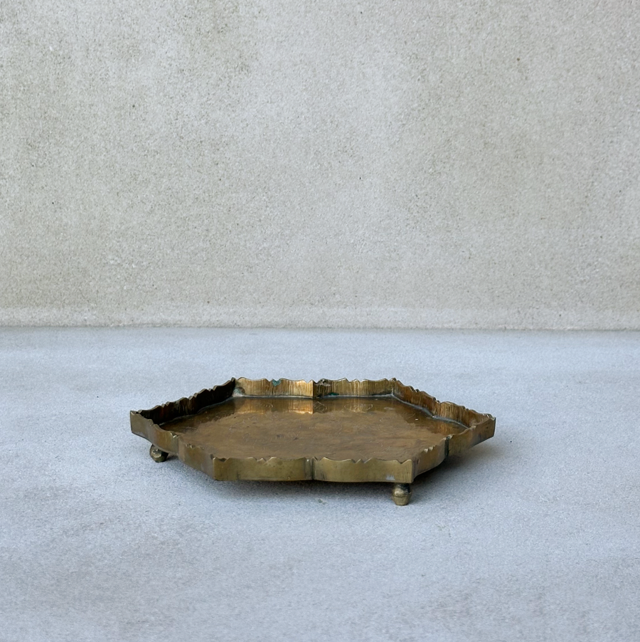 Vintage Hexagon Brass Tray