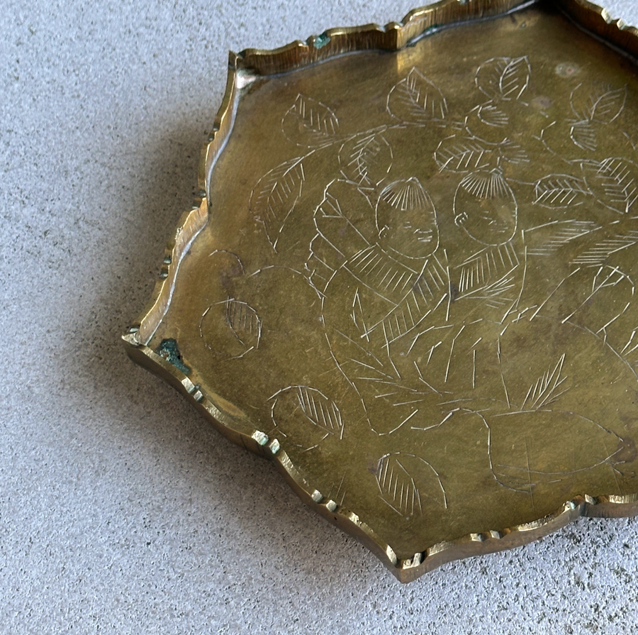 Vintage Hexagon Brass Tray