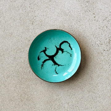 Vintage Enamel Aqua Trinket Tray