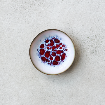 Vintage Enamel Red Dot Trinket Tray