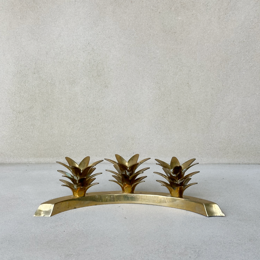 Vintage Pineapple Leaf Candleholder / set 2