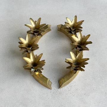 Vintage Pineapple Leaf Candleholder / set 2