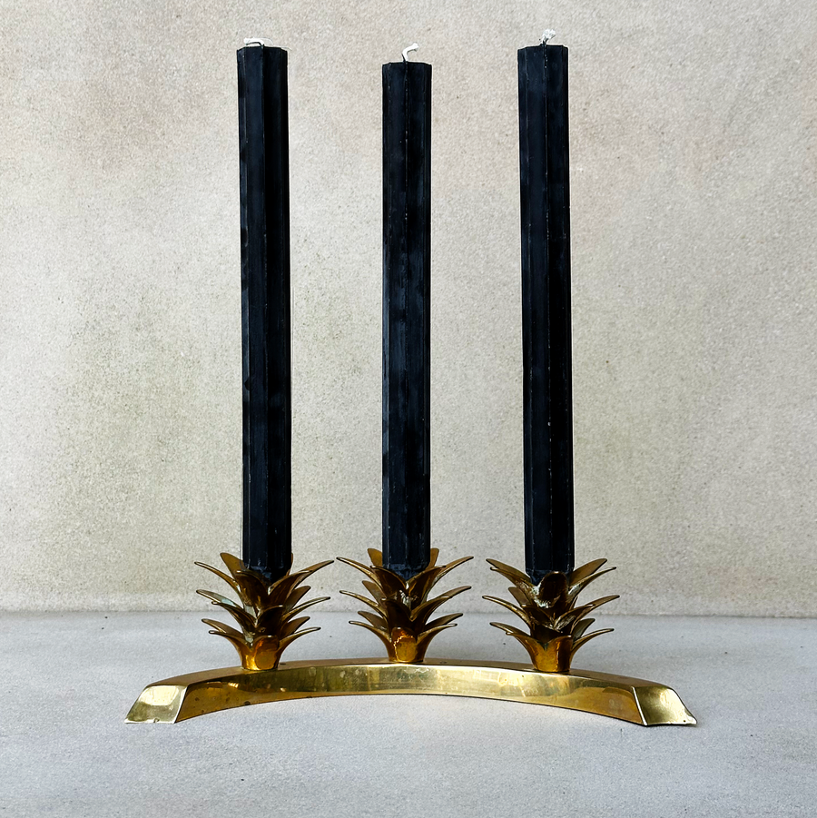 Vintage Pineapple Leaf Candleholder / set 2