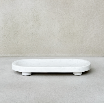 Oval Footed Marble Oval Tray
