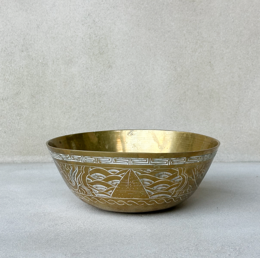 Vintage Etched Brass Bowl