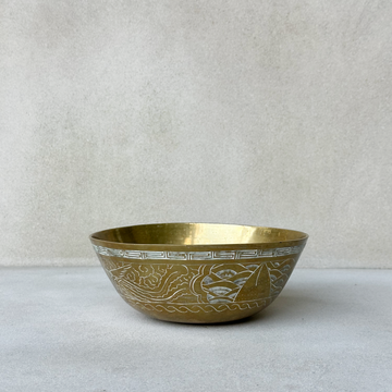 Vintage Etched Brass Bowl