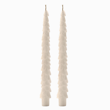 Cream Tree Taper Candles, Set of 2