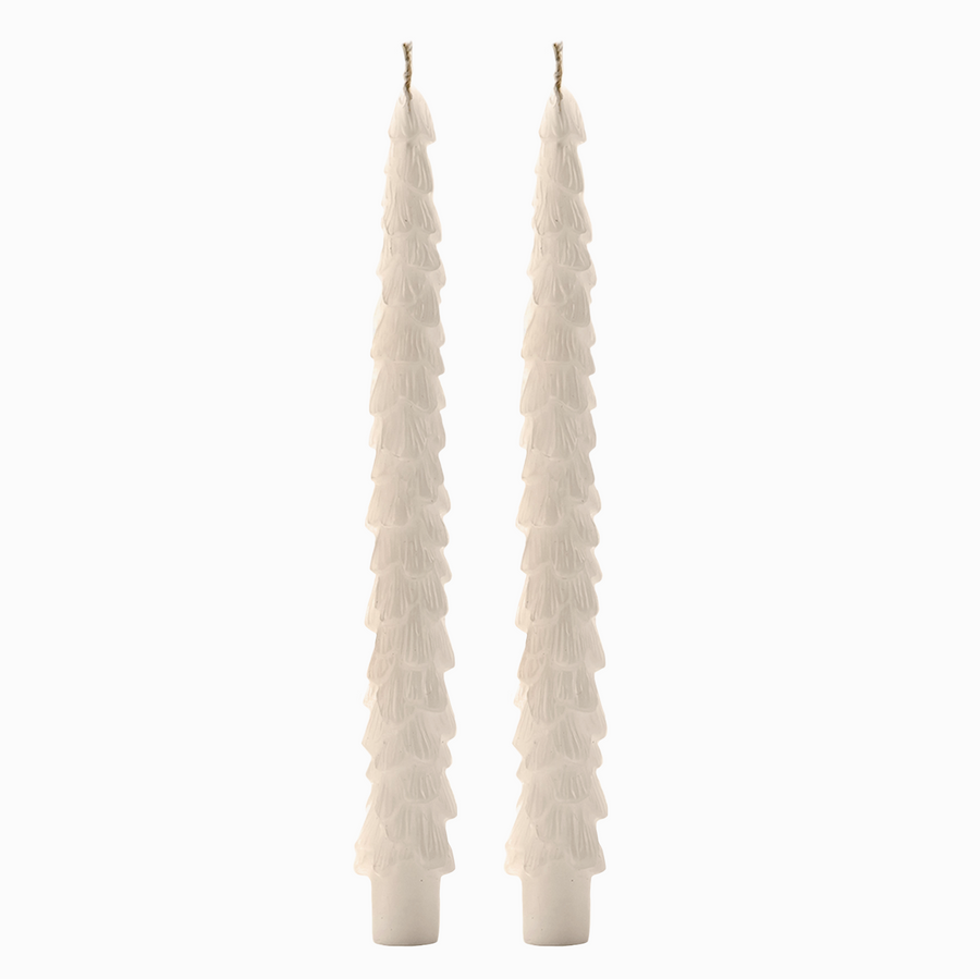 Cream Tree Taper Candles, Set of 2