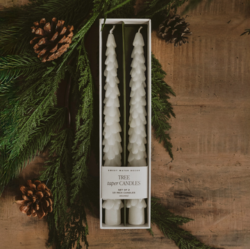 Cream Tree Taper Candles, Set of 2