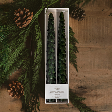 Green Tree Taper Candles, Set of 2