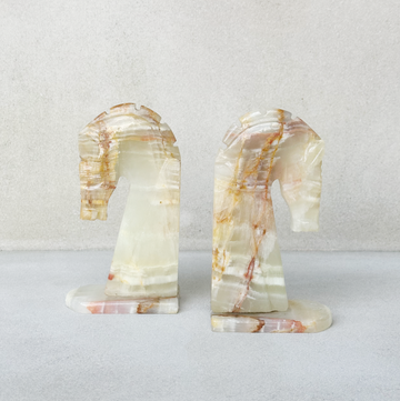 Vintage Onxy Horse Bookends / Set of 2