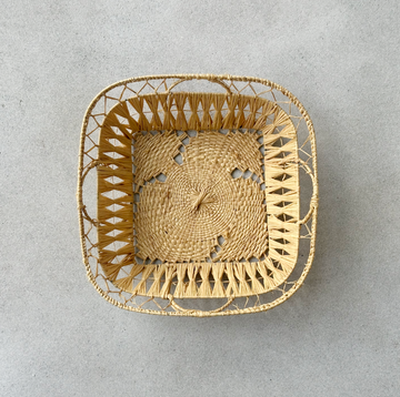 Vintage Woven Square Basket