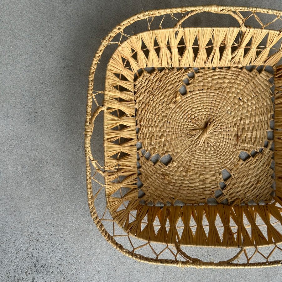 Vintage Woven Square Basket