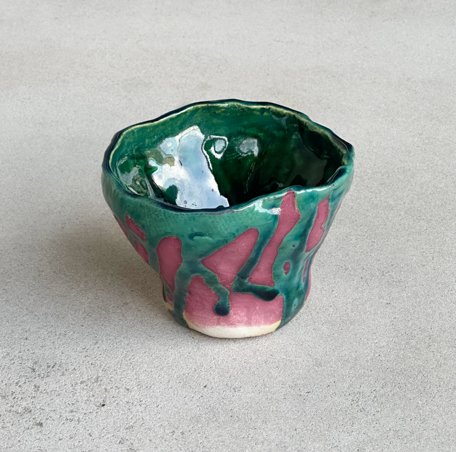 Vintage Magenta and Teal Pottery