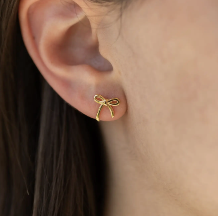 Dainty Bow Stud Earrings in Gold