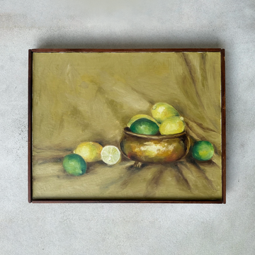 Vintage Lemon Life Still Life Painting