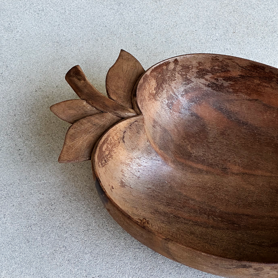 Vintage Wood Pomegranate Bowl