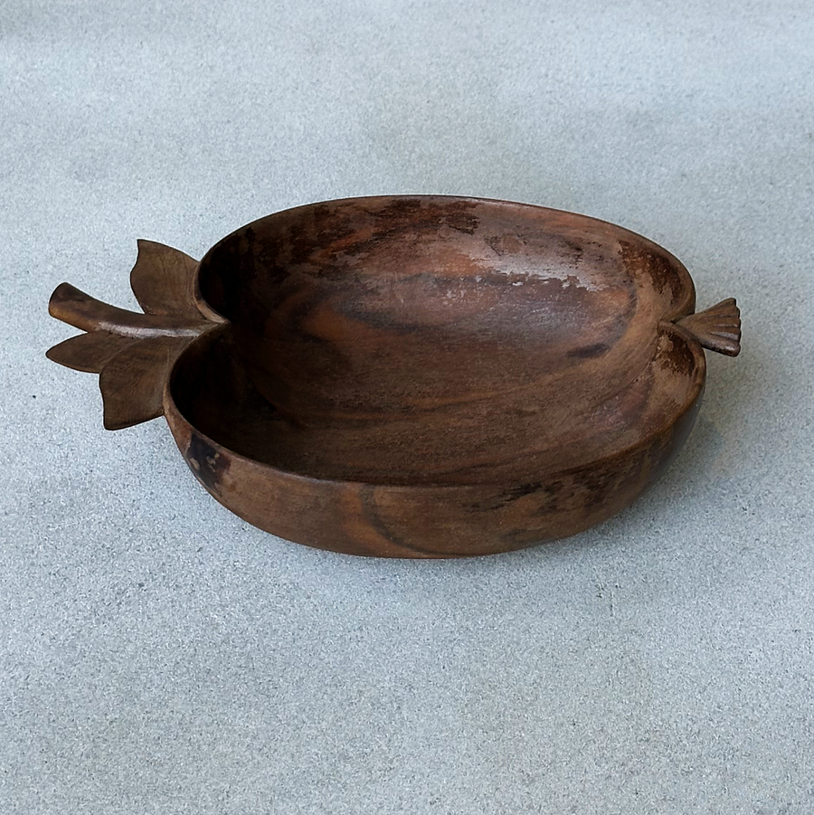 Vintage Wood Pomegranate Bowl