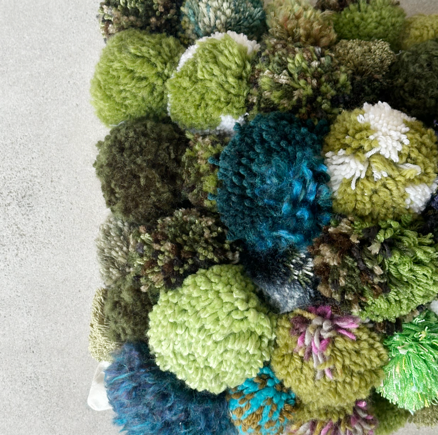 Pom Pom Pillow / Greenish