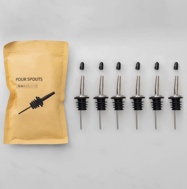 Pour Spouts, Set of 6 Bottle Pourers - Stainless Steel