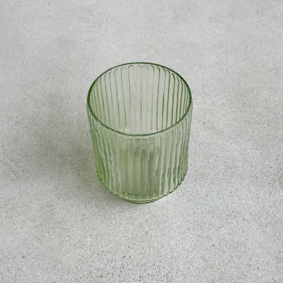 Ribbed Green Glass Votive