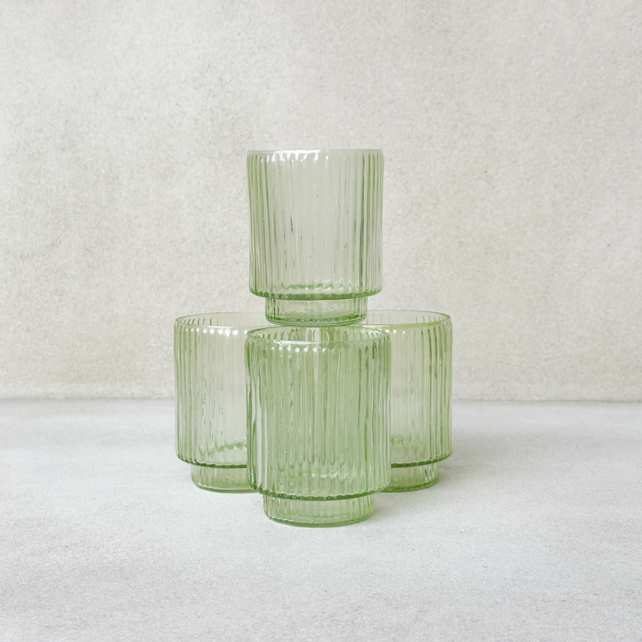 Ribbed Green Glass Votive