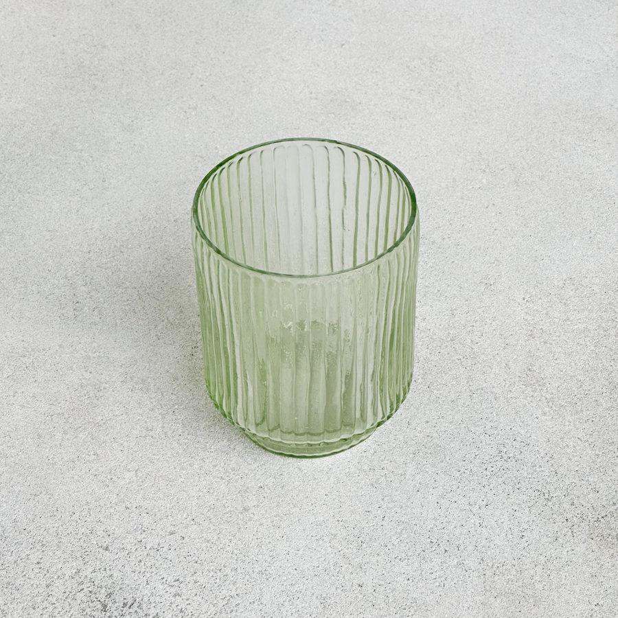Ribbed Green Glass Votive