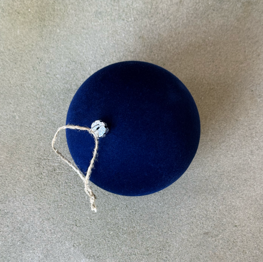 Flocked Navy Ball Ornament