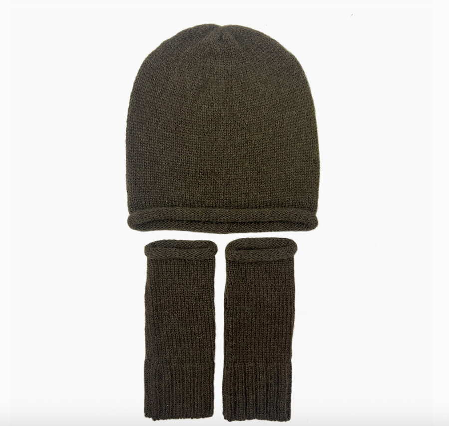 Moss Green Essential Knit Alpaca Beanie